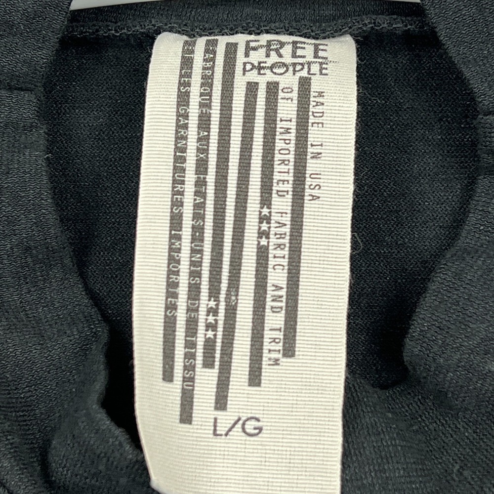 Free People Top Women's Large Black Hemp Organic Mock Lightweight‎ Stretch Shirt - Picture 2 of 10